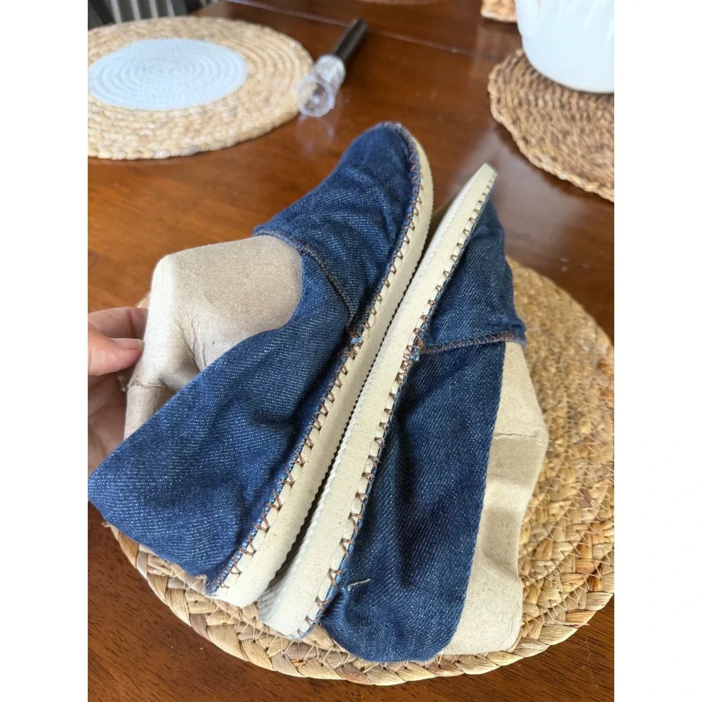 Havaianas Origine Denim Espadrilles Womens 7 Blue Slip On Shoes Brazil Round Toe